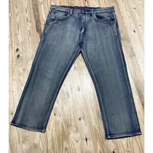 Linea Uomo Men's Size 44x30 Relaxed Straight Blue Cotton Blend Stretch Jeans